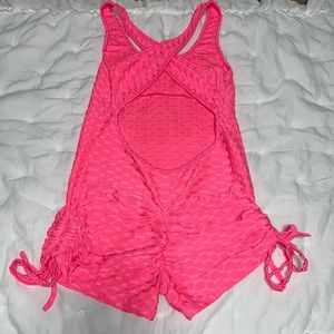 BRIGHT PINK BODYSUIT/ROMPER-SMALL